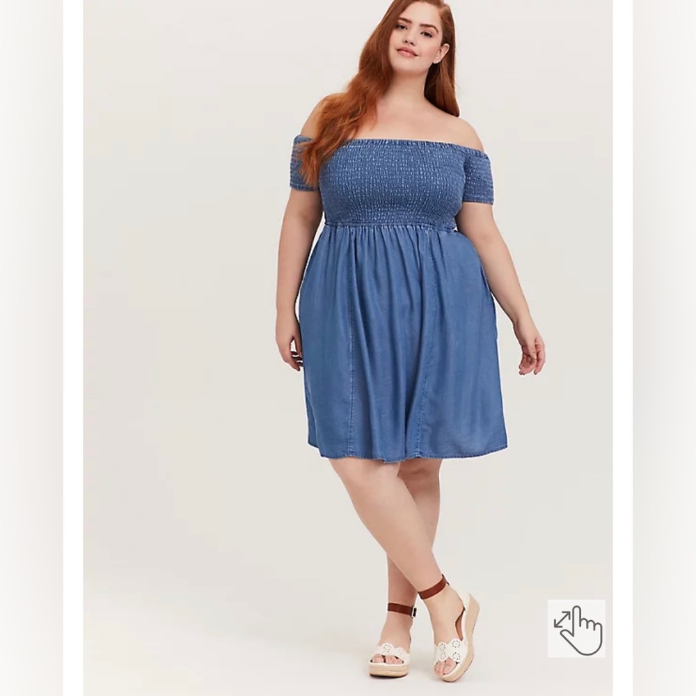 Chambray OTS Smocked Dress